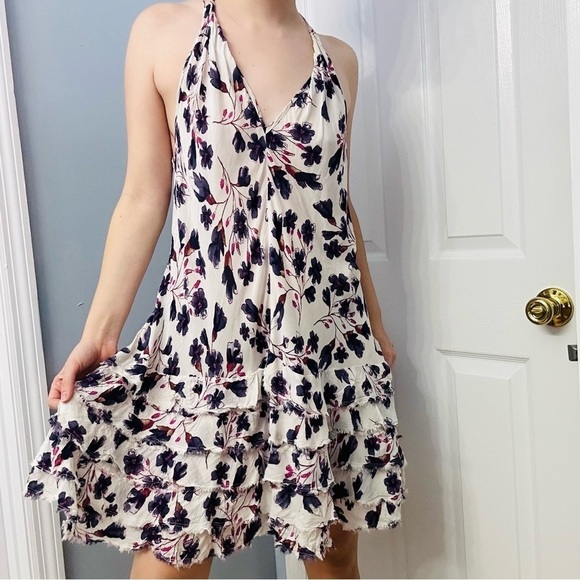 Free People Dress Mini Fairy Boho Floral Summer White Dainty Flowy Beach Medium - Picture 1 of 8